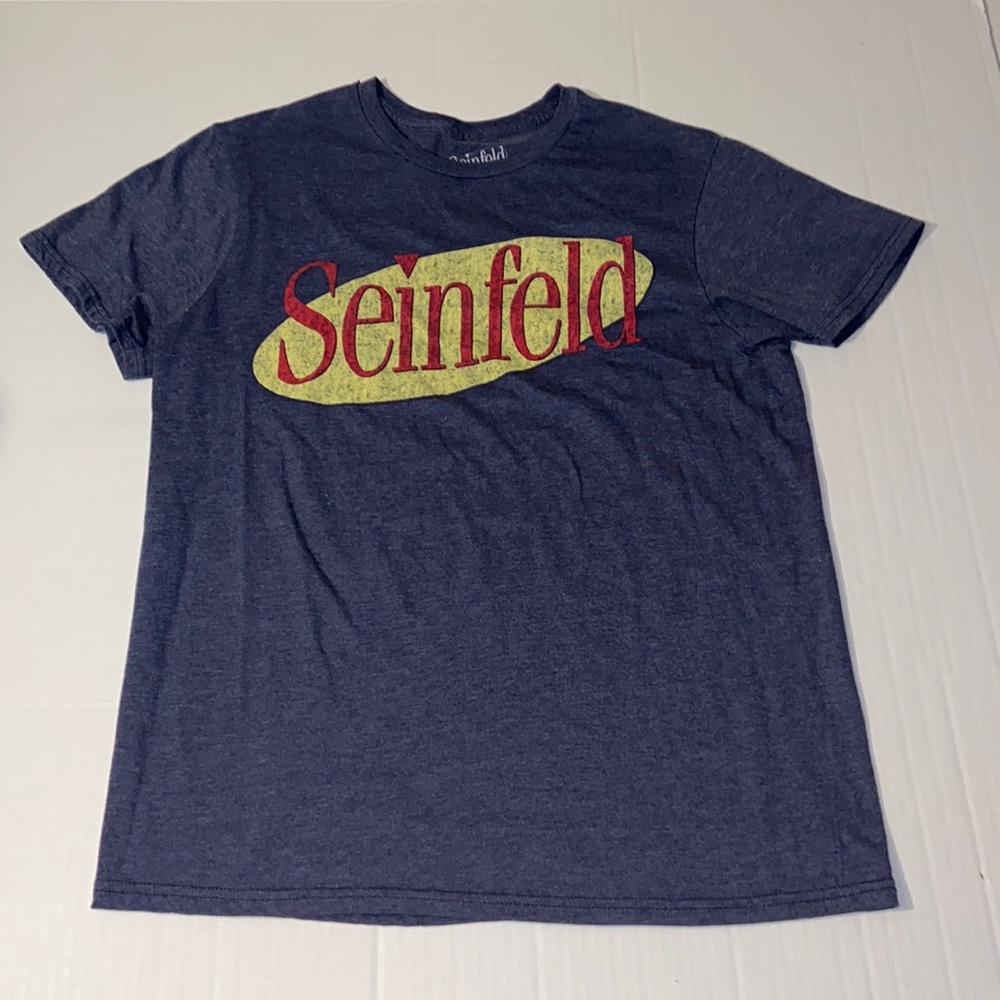 Seinfeld Unisex Size Medium Short Sleeve Distressed Graphic Gray T-Shirt